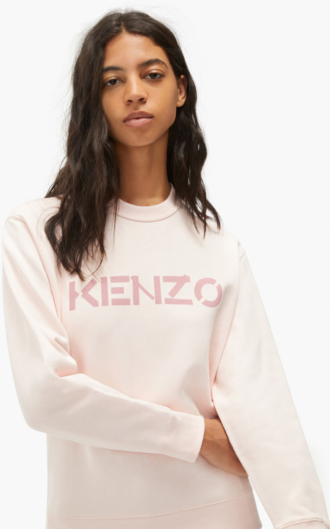 Kenzo Logo Sweatshirt Bayan Pembe | 9815-PTJBA